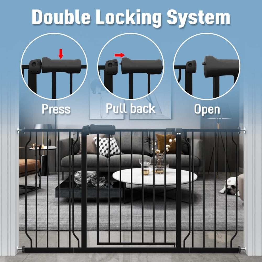 ALLAIBB extra wide baby gate walk through view demonstrates convenient doorway access.