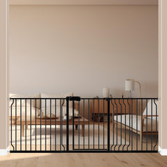 ALLAIBB extra wide gate closed view shows safe space for kids and pets