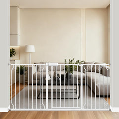 ALLAIBB extra-wide pressure-mount gate installation shows quick, tool-free setup for stairs and doorways