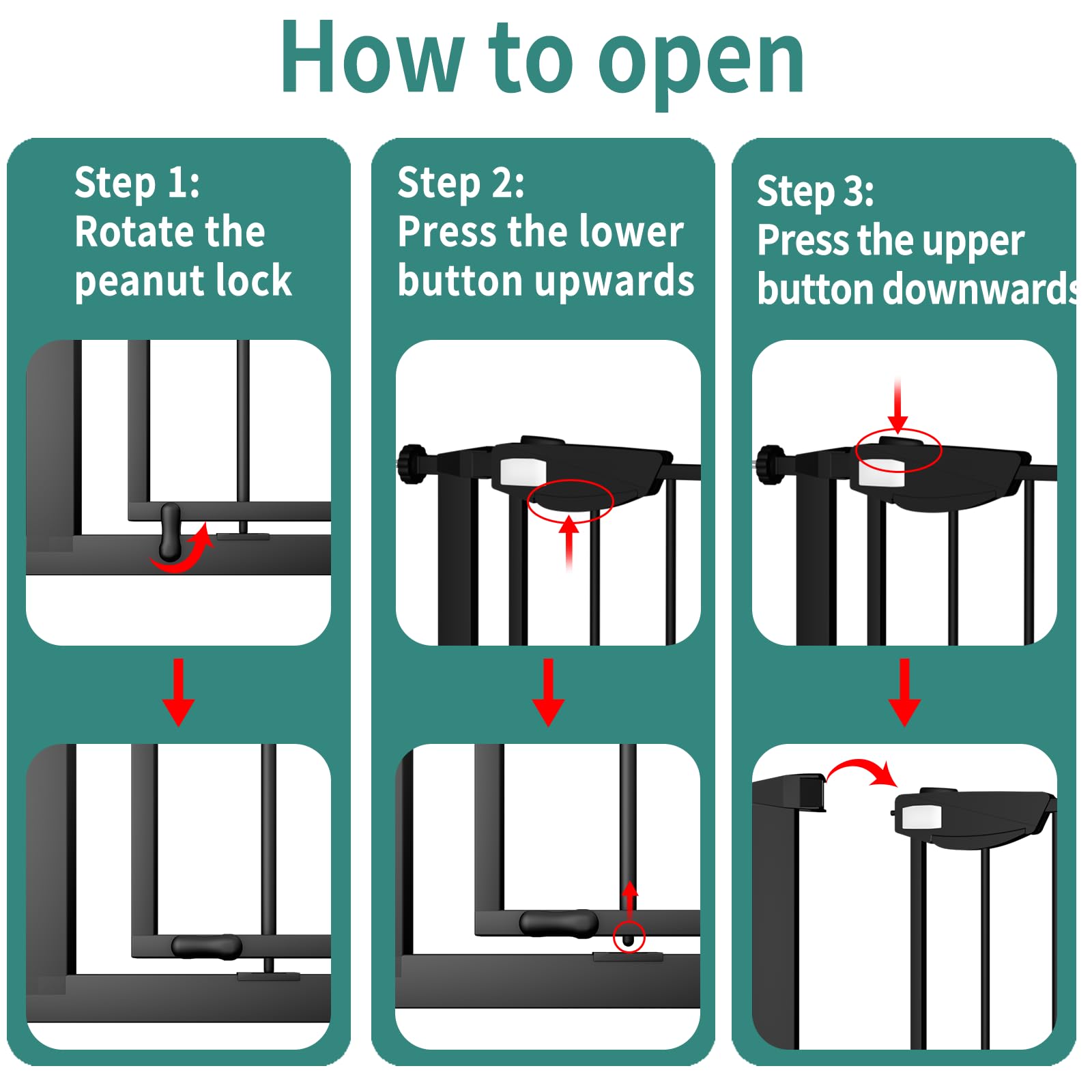 ALLAIBB triple-lock bottom-peanut-locks prevent unintended openings toward restricted sides.
