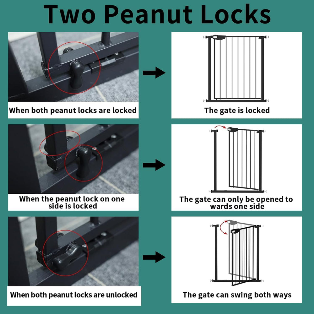 allaibb triple-lock-gate-bottom-peanut-locks demonstrates directional opening control for flexible layouts.