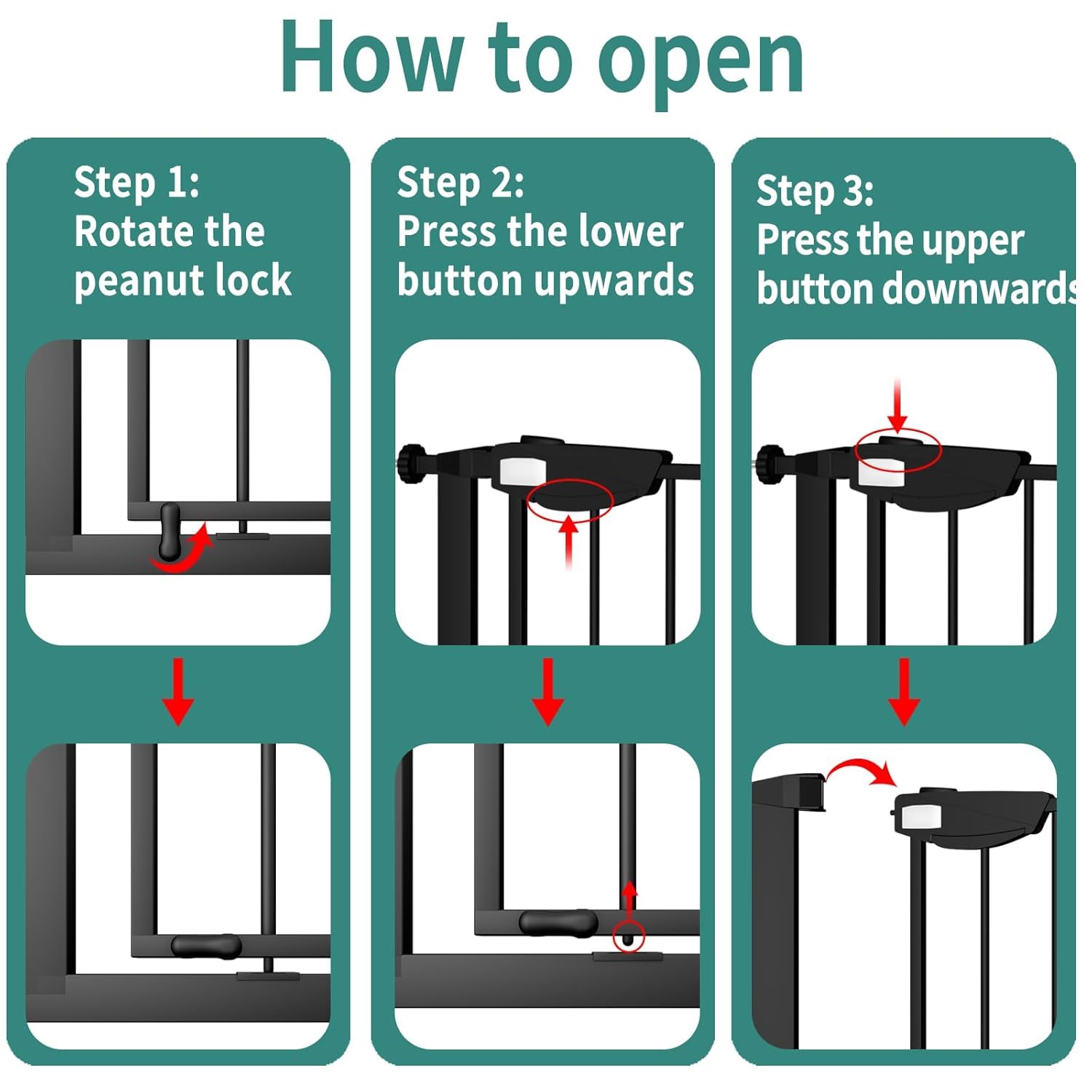 ALLAIBB gate-top-lock-buttons offer secure, adult-friendly operation