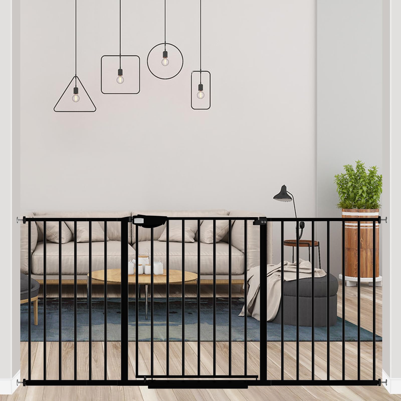 ALLAIBB triple-lock gate wide front view for stair and doorway safety