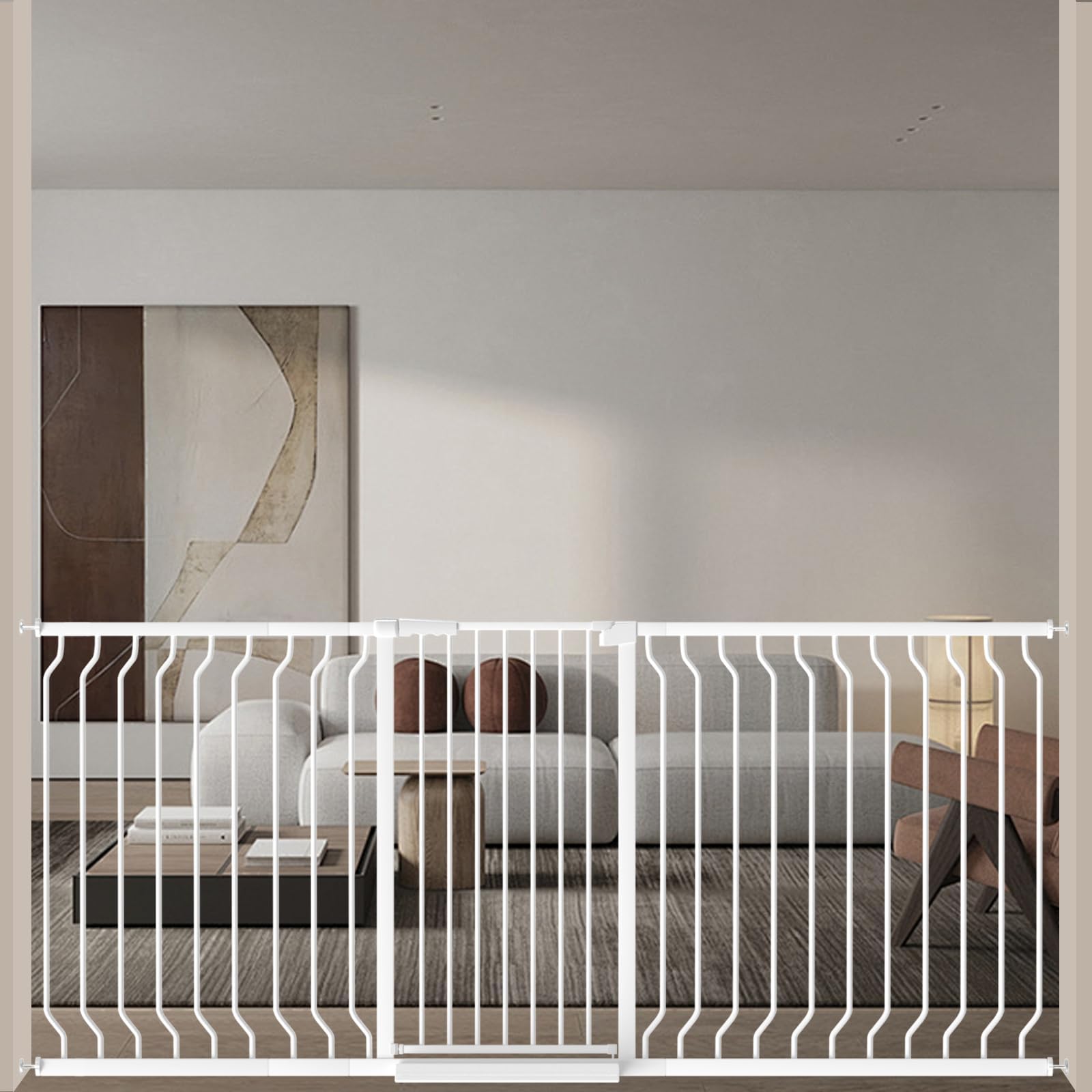 ALLAIBB White 40.55-inch gate closed, sturdy doorway safety in action.
