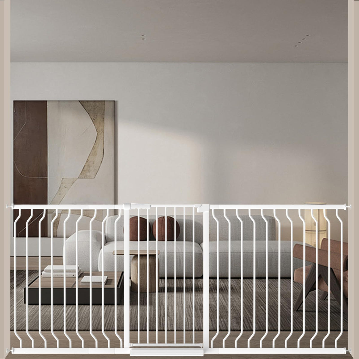 ALLAIBB White 40.55-inch gate closed, sturdy doorway safety in action.
