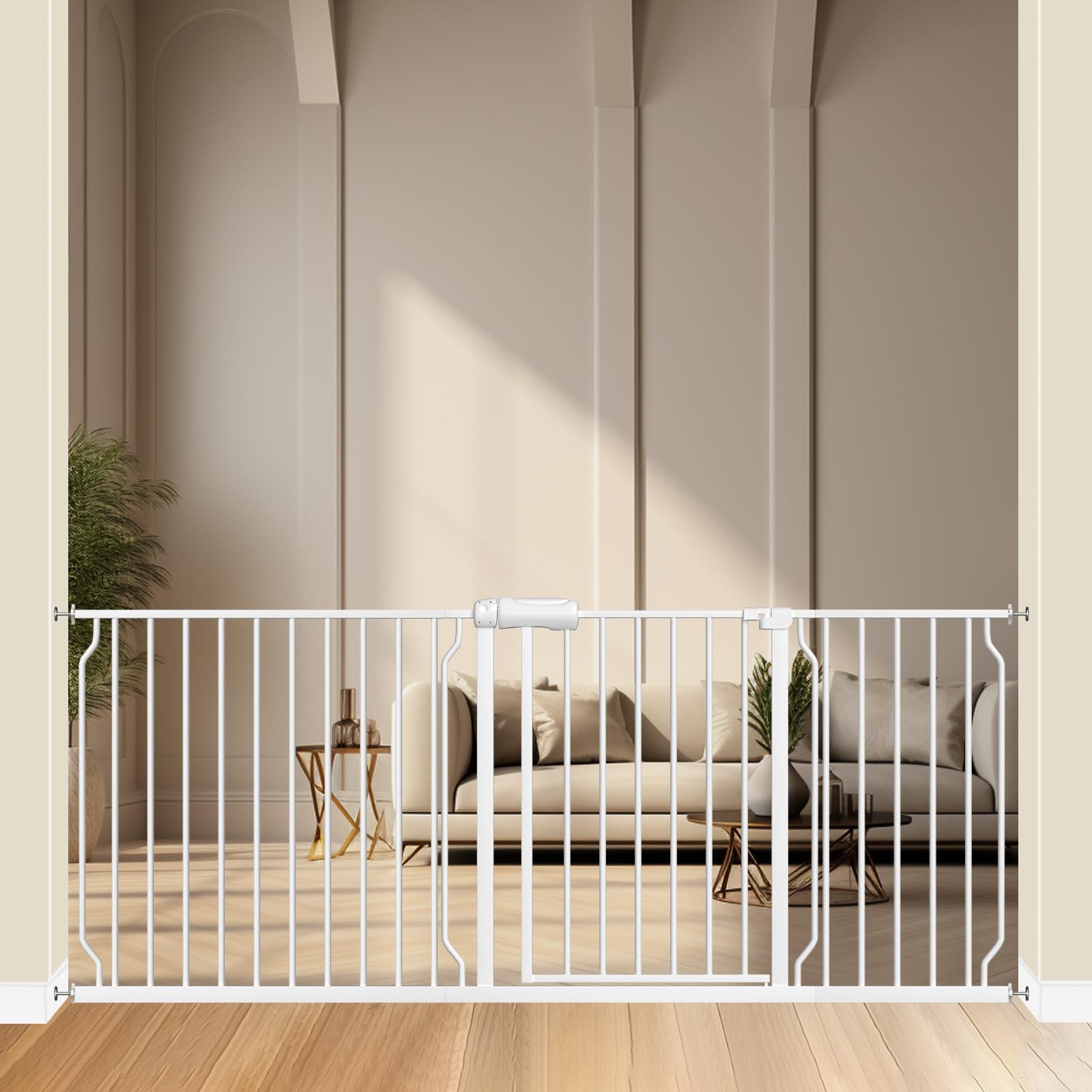 ALLAIBB extra-wide gate in closed position for secure doorway use