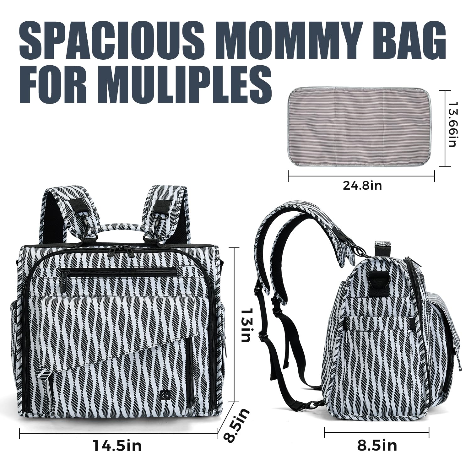 ALLCAMP Diaper Backpack convertible tote design for versatile carry