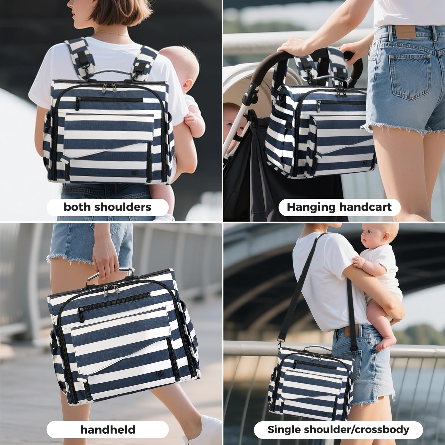 ALLCAMP diaper backpack water-resistant inner surfaces simplify cleaning and maintenance.