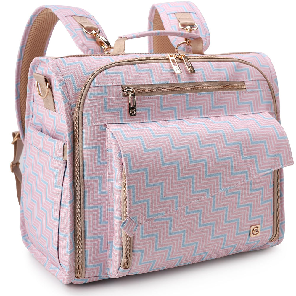 ALLCAMP Diaper Backpack front view shows spacious pockets for quick diaper changes