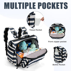 ALLCAMP diaper backpack multi-function nappy bag with stroller hooks for hands-free outings.