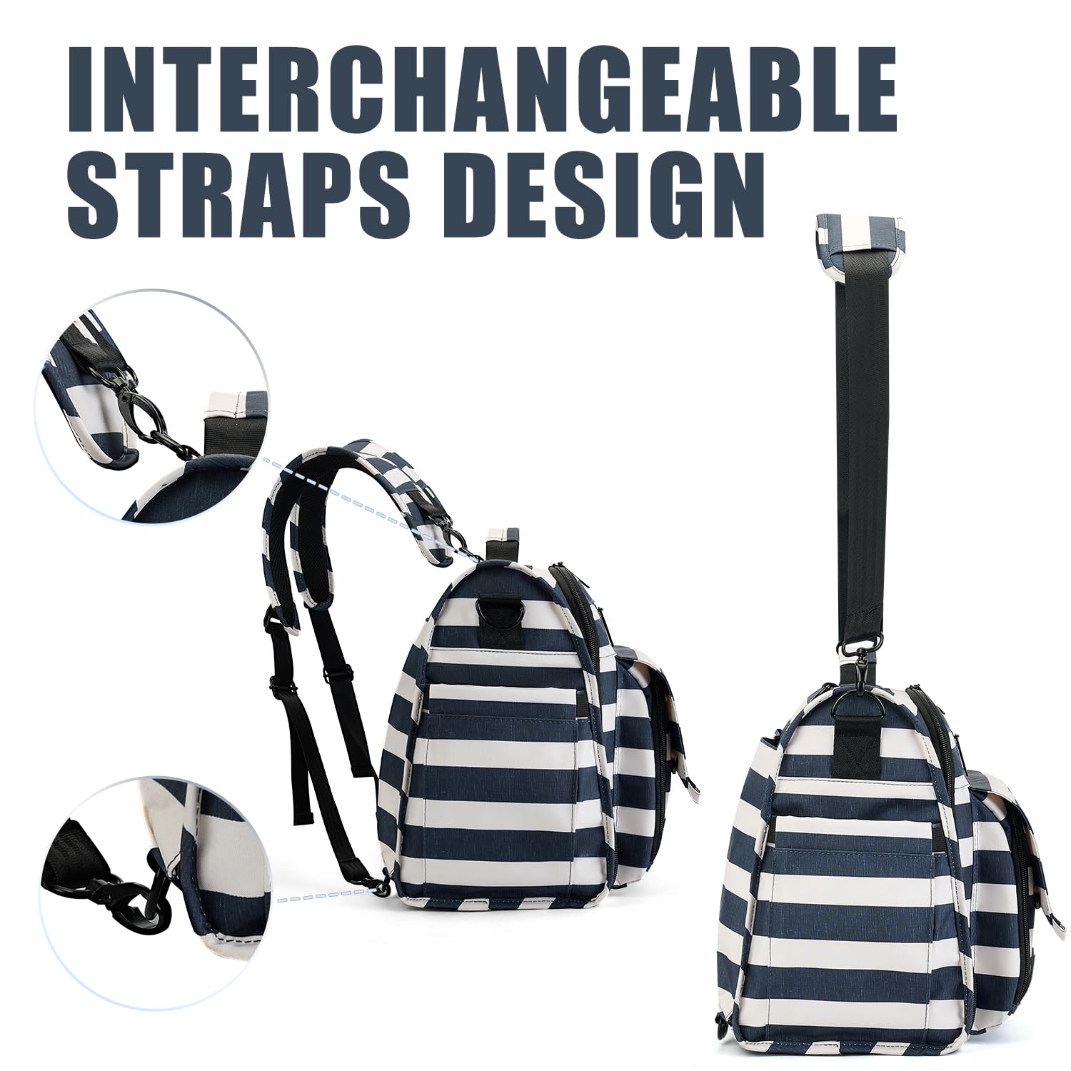 ALLCAMP diaper backpack stroller hooks and wide opening facilitate easy reach and attachment.