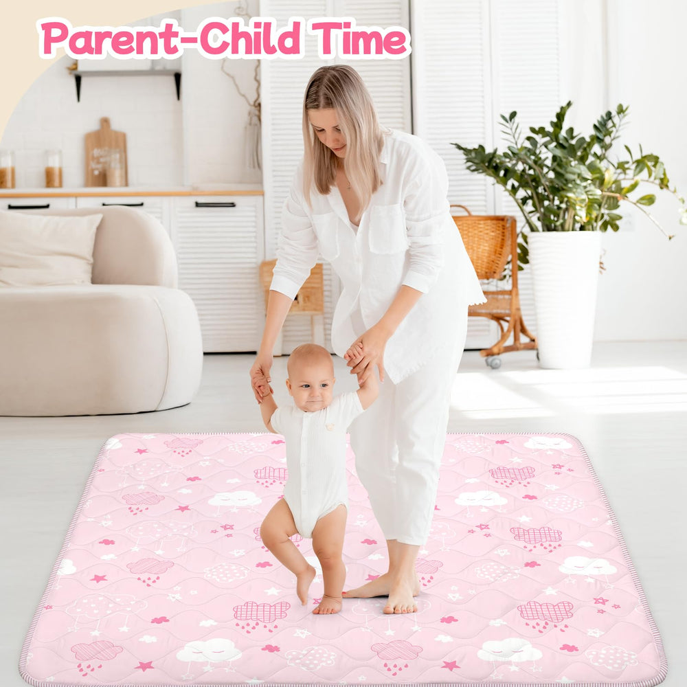 Alldomess 50x50-inch mat offers ample space for floor activities.