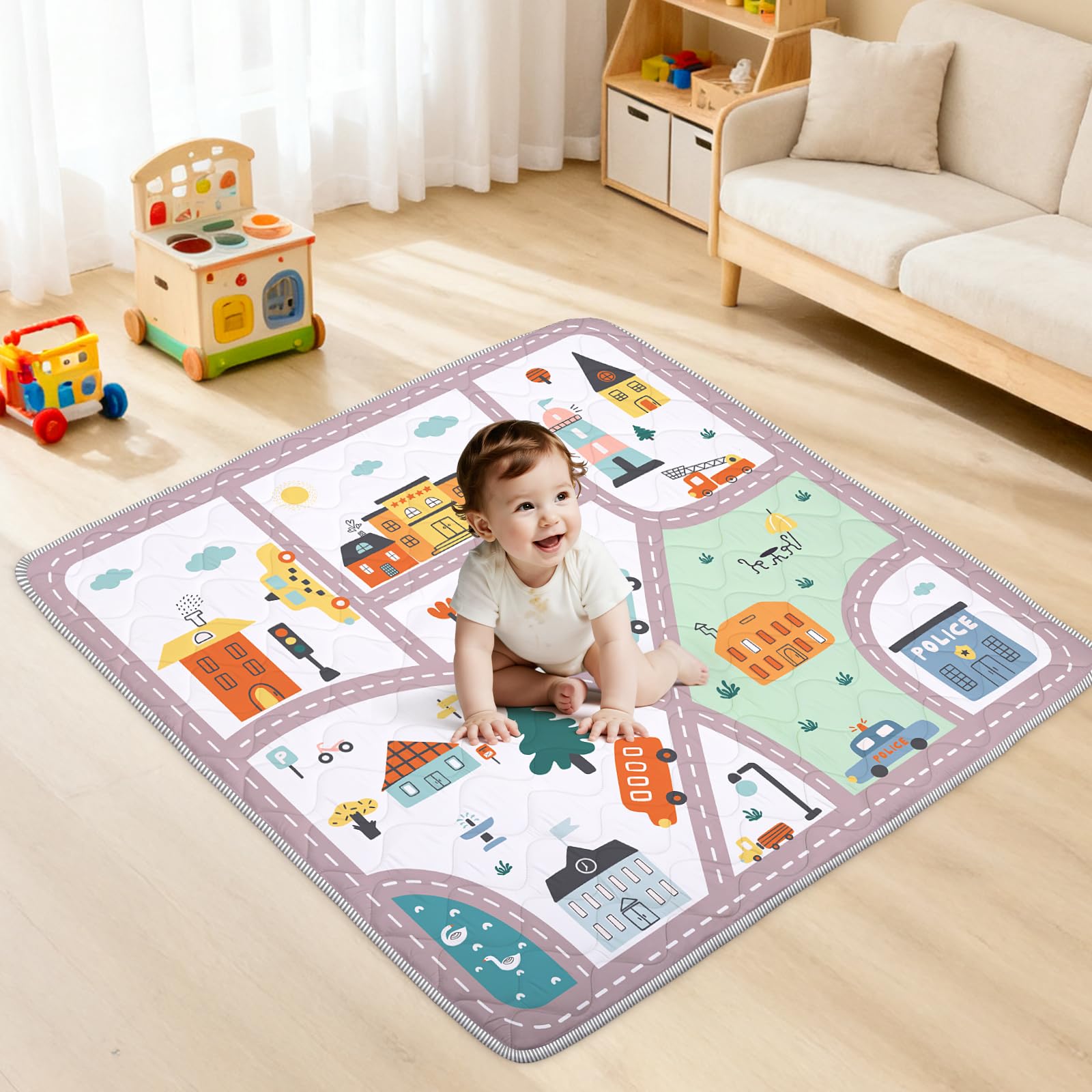 Alldomess baby play mat 50x50 folded for easy storage and portability