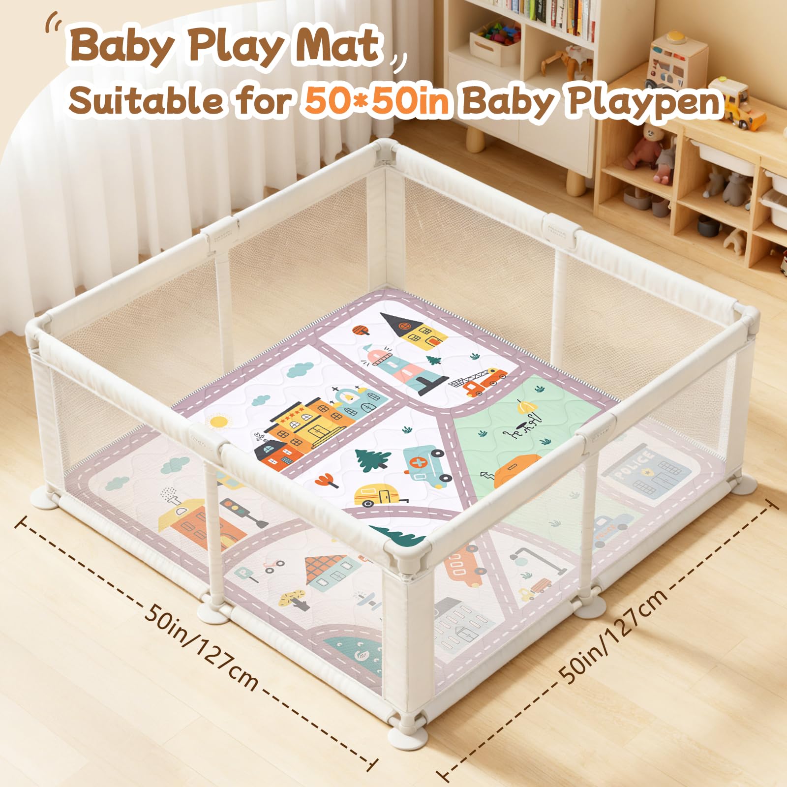 Alldomess baby play mat with city road pattern boosts curiosity during floor play