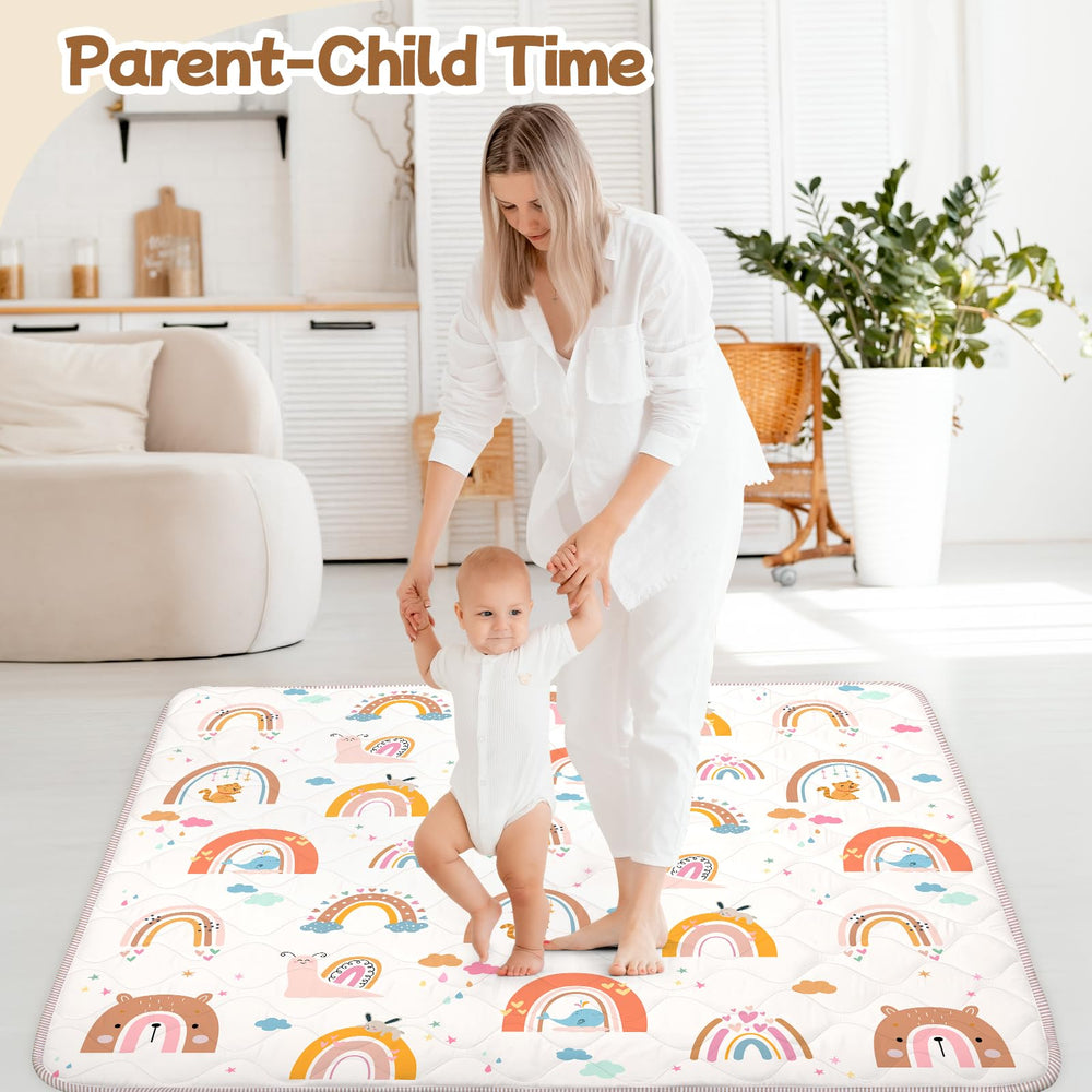 alldomess folded play mat storage demonstrates space-saving portability