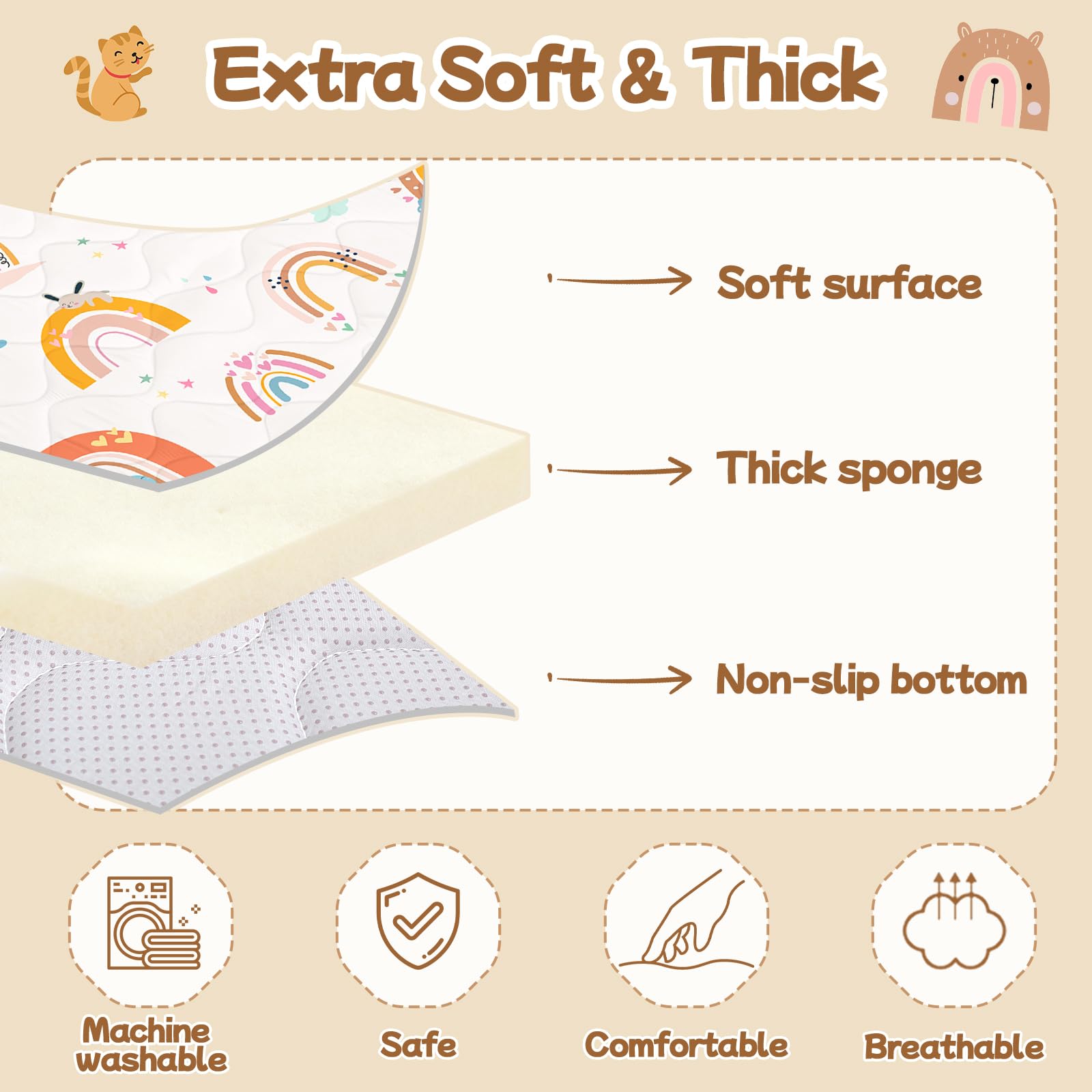 alldomess non-slip bottom crawling safety keeps baby stable during movements