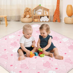 Alldomess Pink Clouds pattern engages infants during playtime.