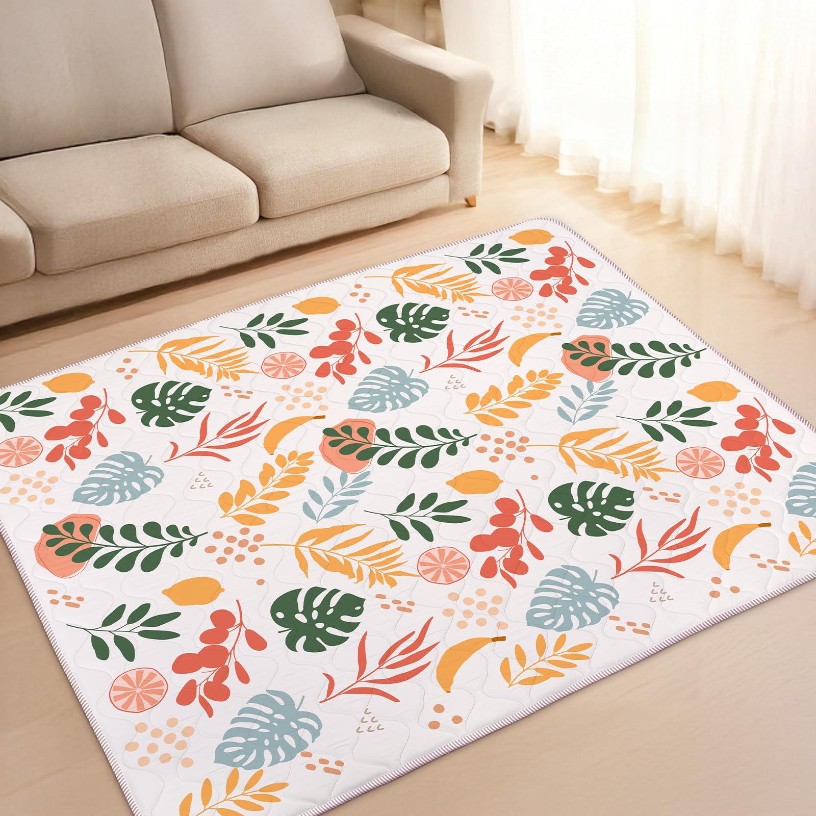 alldomess play mat 71x59 soft quilted surface provides cushioned floor comfort for kids.