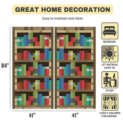 Allenjoy Pixelated Bookshelf Curtains packaging shows two-panel set for easy setup