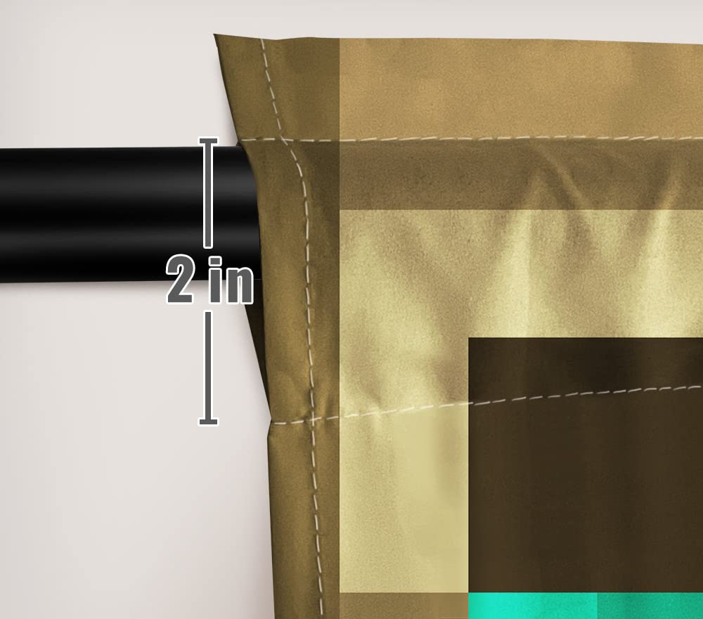 Allenjoy Pixelated Bookshelf Curtains rod installation with a standard 1.25-inch rod