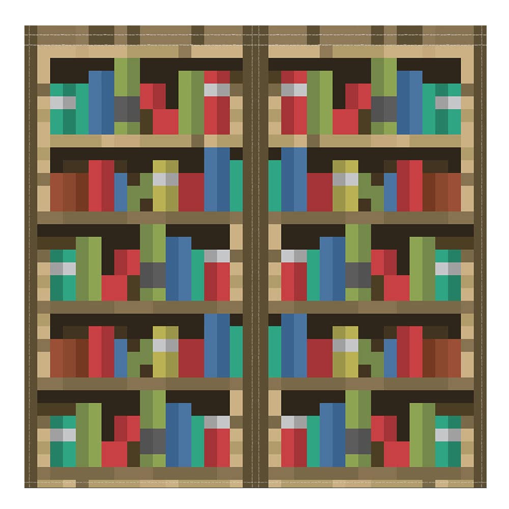 Allenjoy Pixelated Bookshelf Curtains window view in a bright kid's room