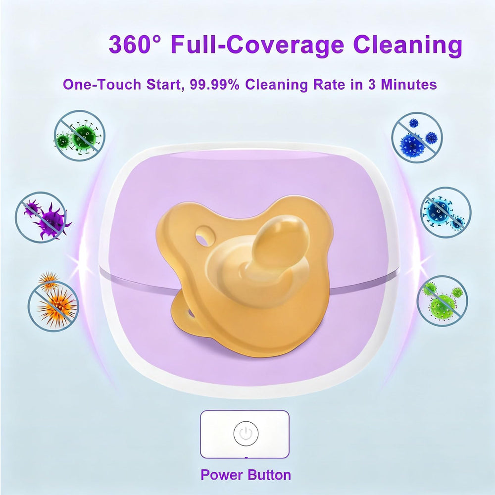 ALLGLAM three-minute-cleaning pacifier sterilizer delivers quick refresh.