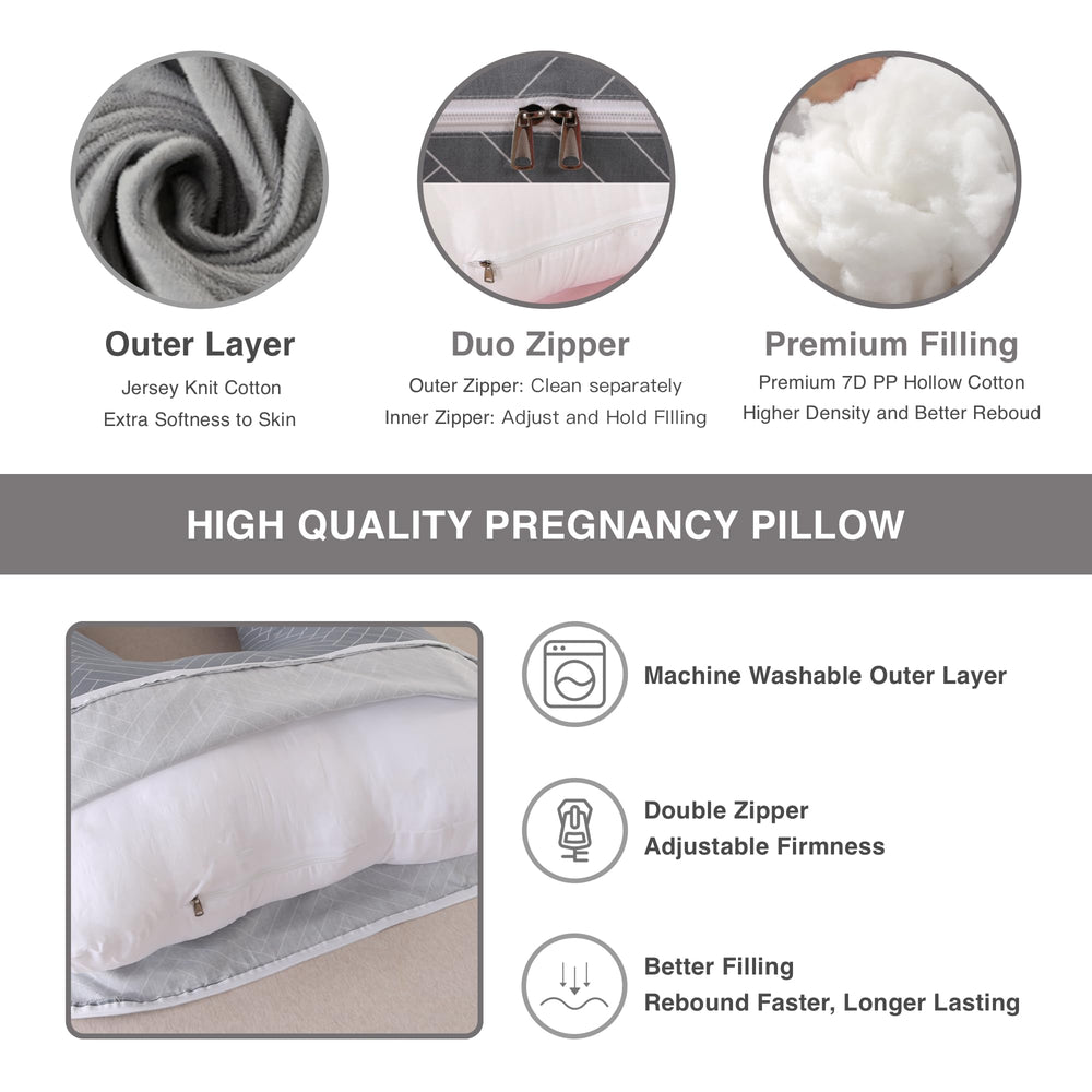 ALLOPERA pillow shows U and C shape for ergonomic support