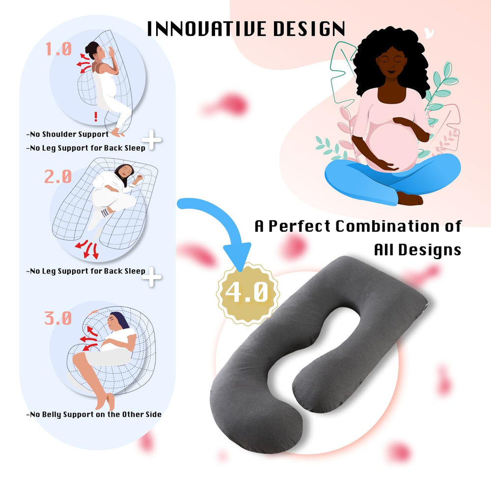ALLOPERA pillow supports lounging on bed or couch during pregnancy.