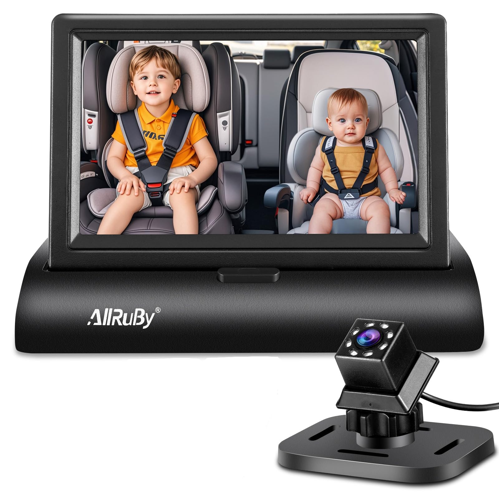 ALLRUBY baby car monitor wide view shows clear rear-seat visibility