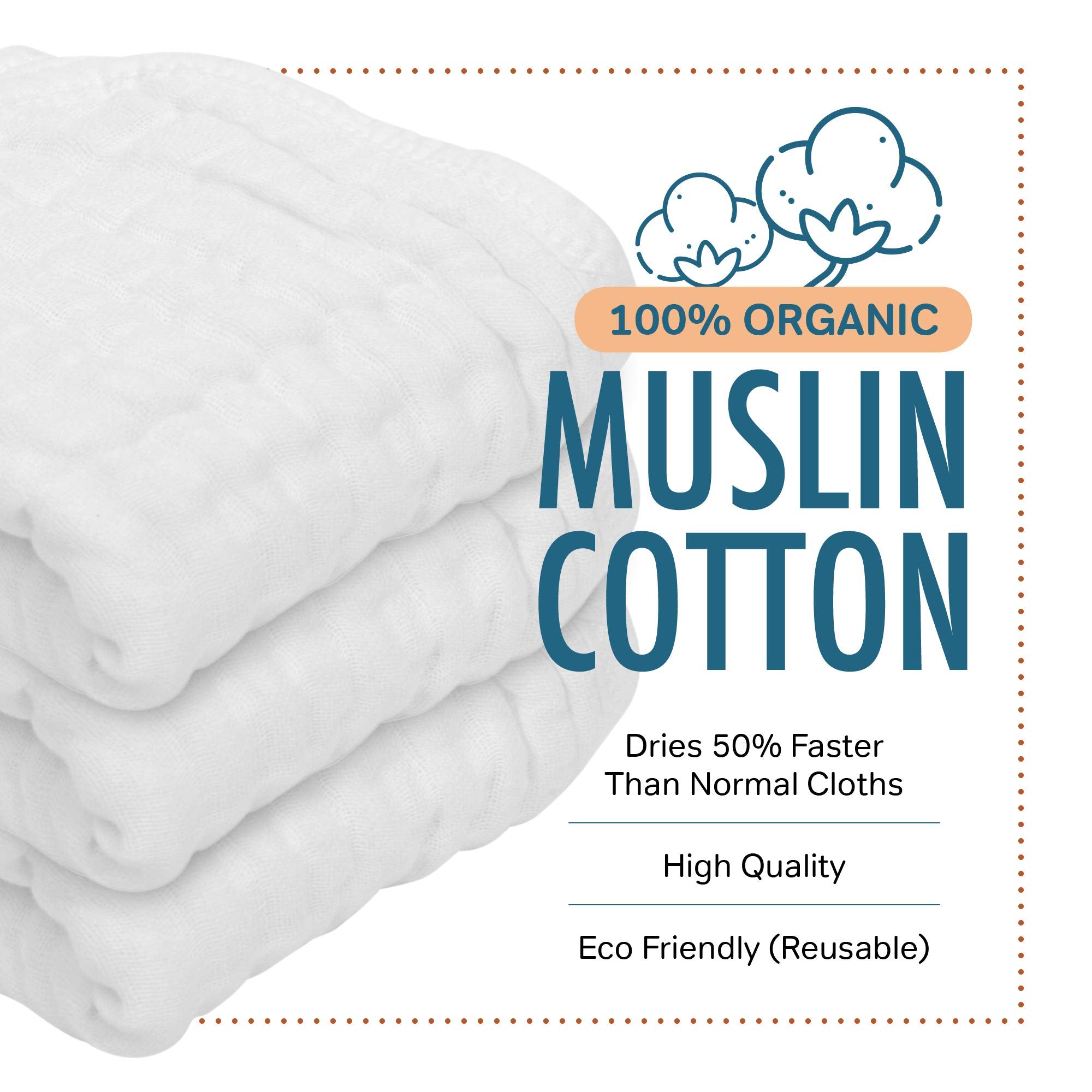 AllSett Health muslin burp cloths dry quickly, ready for the next use