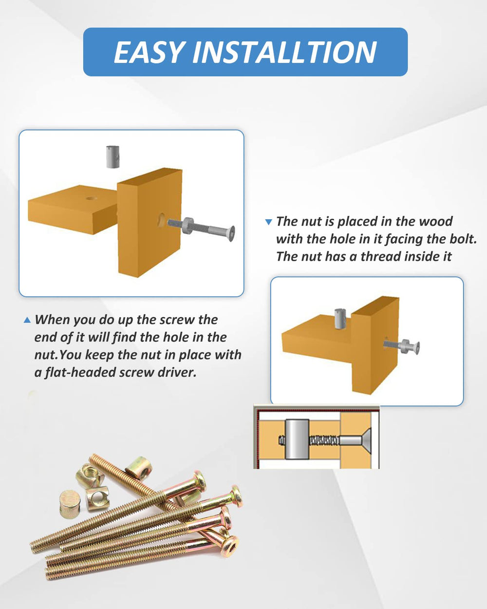 ALLWIN screws used in crib repair and furniture DIY projects