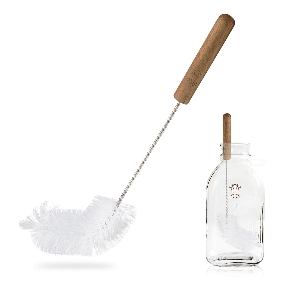 Almond Cow milk jug brush with angled design for thorough residue removal