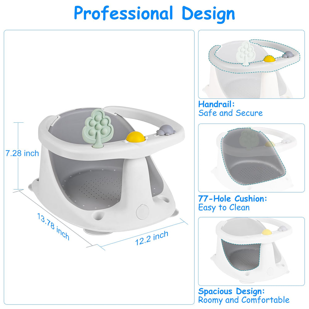 ALNUY baby bath seat gray supports ages six to twenty four months.
