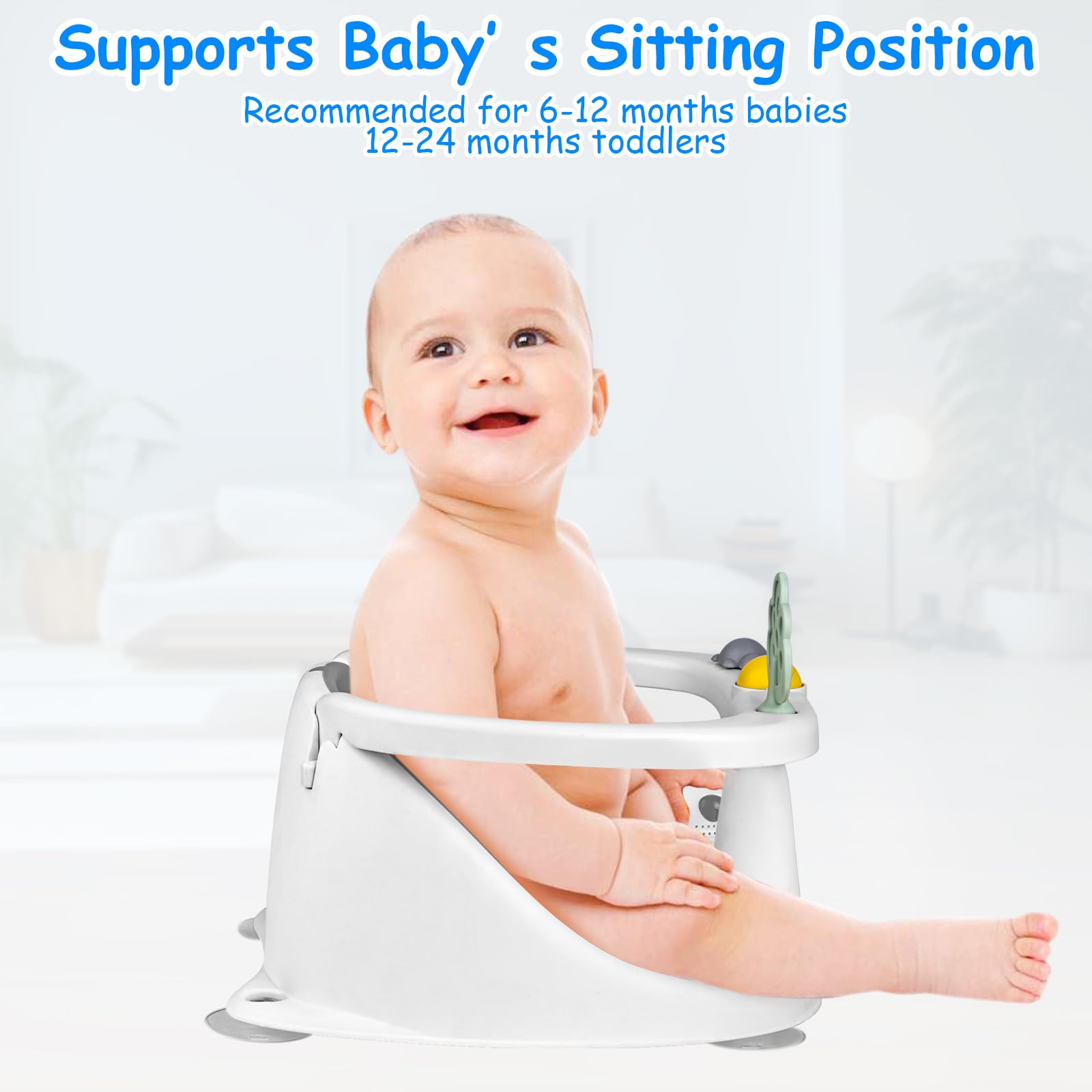 ALNUY baby bath seat soft anti slip cushion supports comfortable bath.