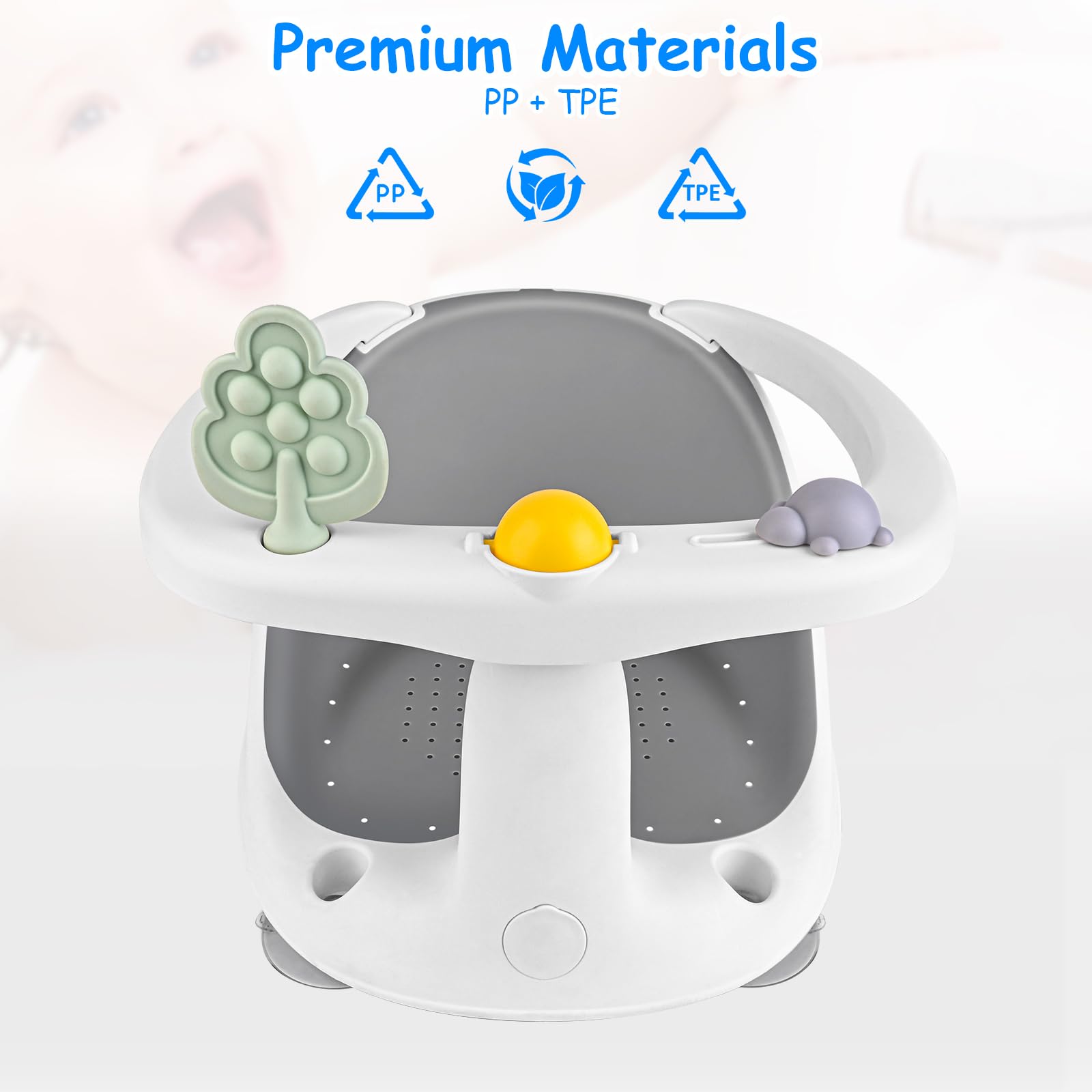 ALNUY baby bath seat gray design is easy to clean.