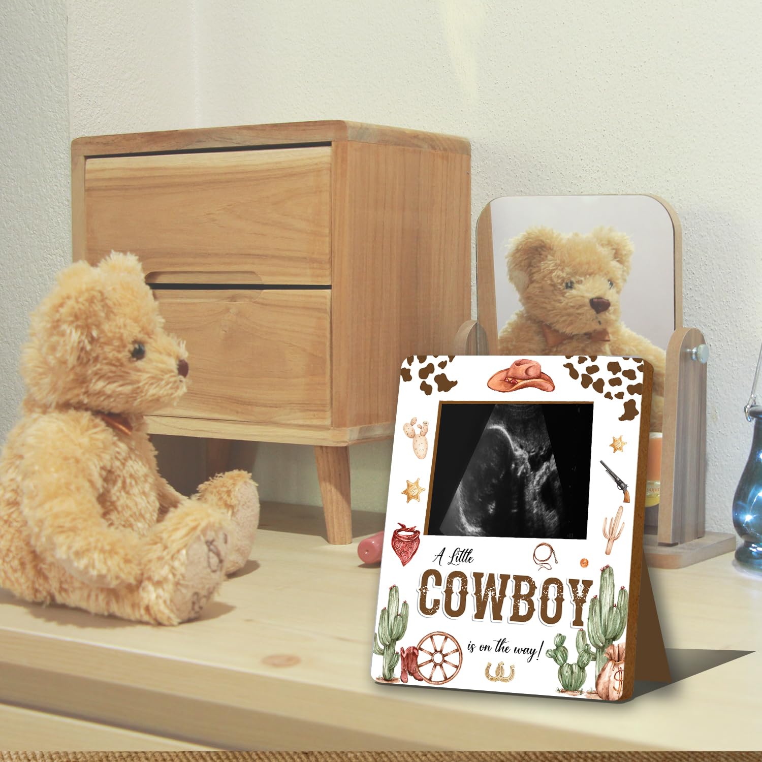 ALodr Cowboy design table display adds versatile baby decor
