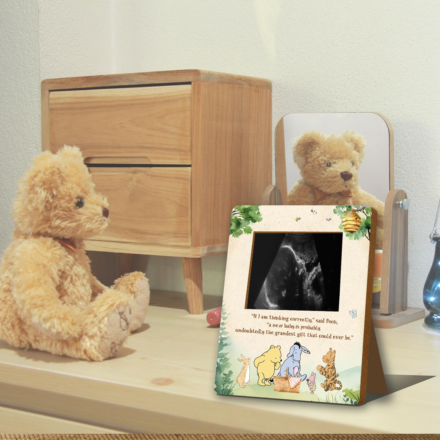 ALodr Winnie frame with measuring tape adds playful bump measurement moment.