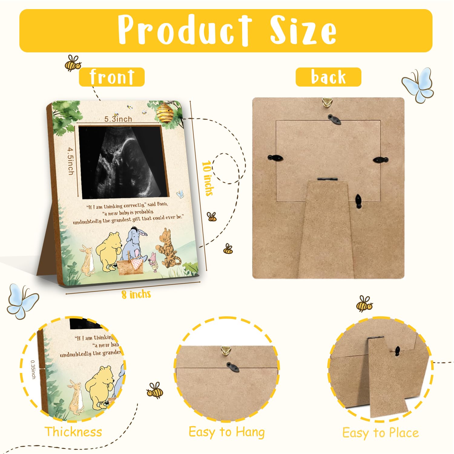 ALodr Winnie frame design highlights Winnie character for baby shower decor.