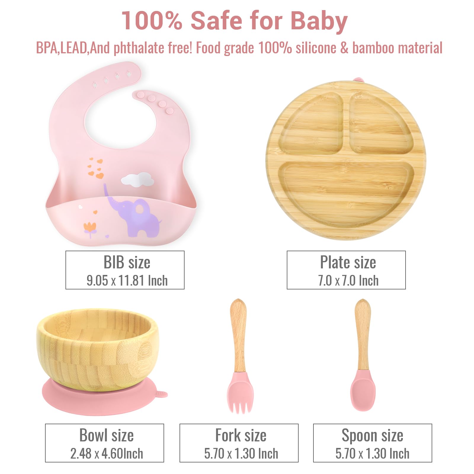 alohaBliss bamboo baby plates set bowl provides stable serving for cereals and purees
