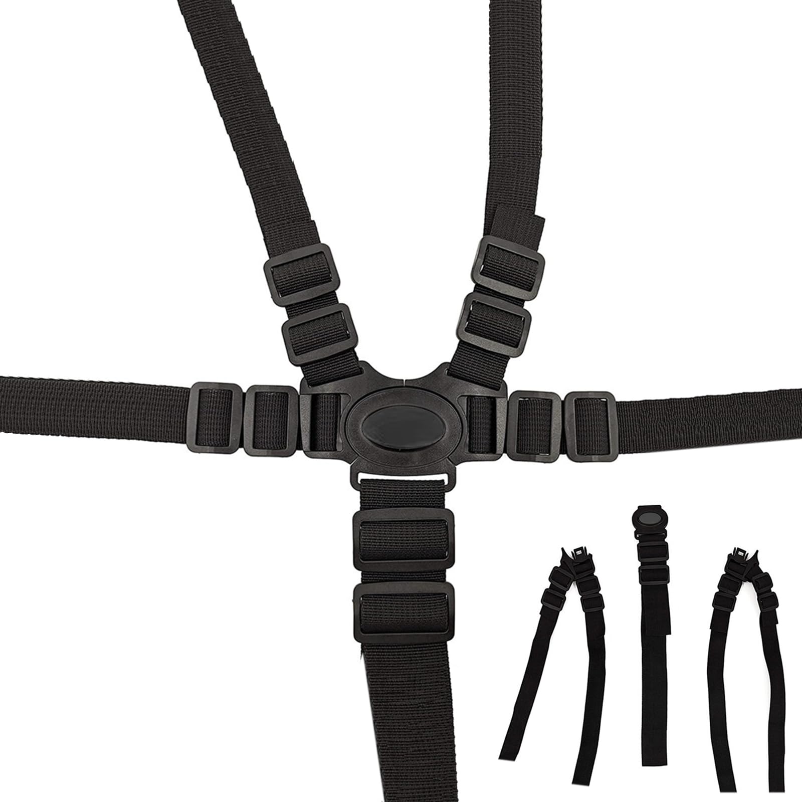 Alovexiong 5 Point Harness shoulder straps close-up showing sturdy buckles for secure baby safety.