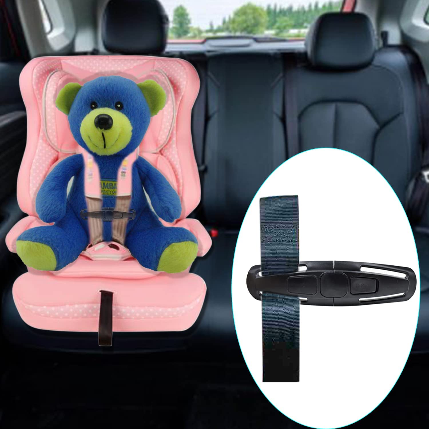 Alovexiong baby car-seat safety clip illustrates quick, reliable indoor/outdoor use