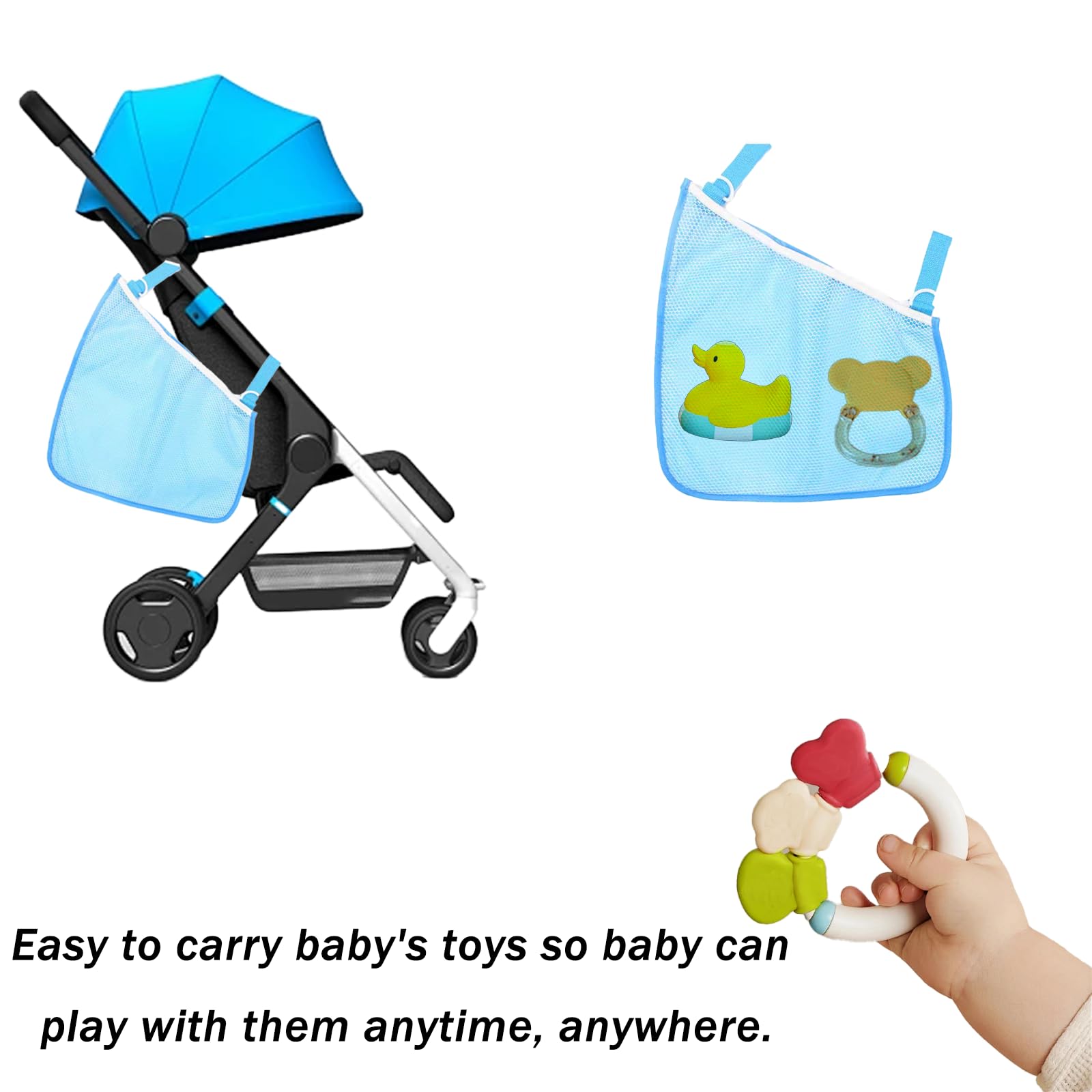 Alovexiong blue mesh bag convenient access to baby essentials.
