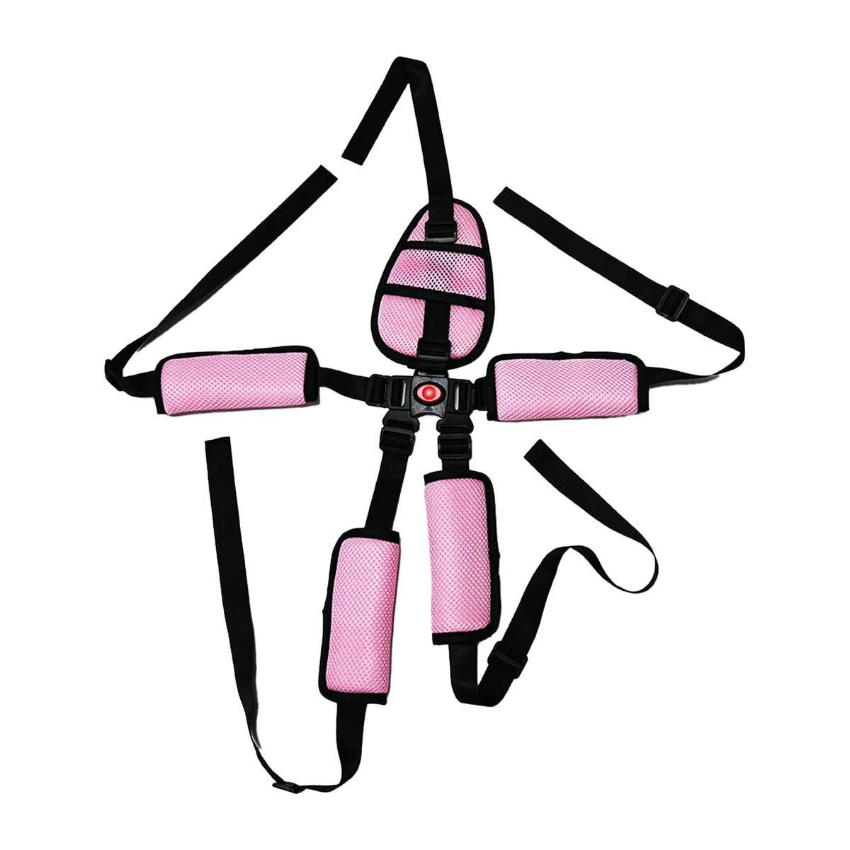 Alovexiong universal 5-point harness pink strap closeup for secure baby seating.
