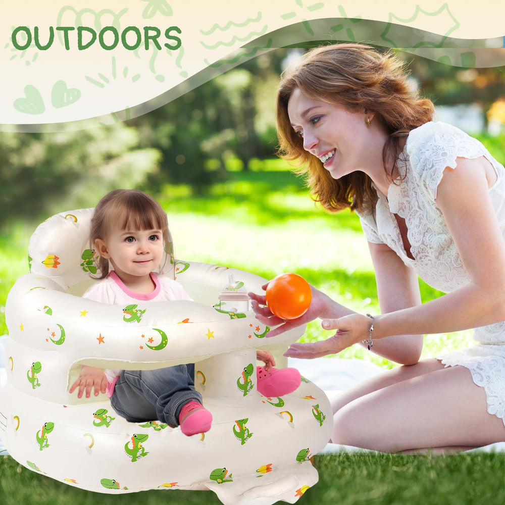 Aloxina seat features non-slip base and breathable air holes for cool, secure use.