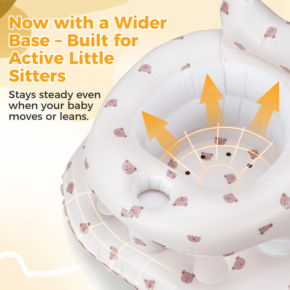 Aloxina extra-wide base anti-tip supports stable seating during feeding and play.