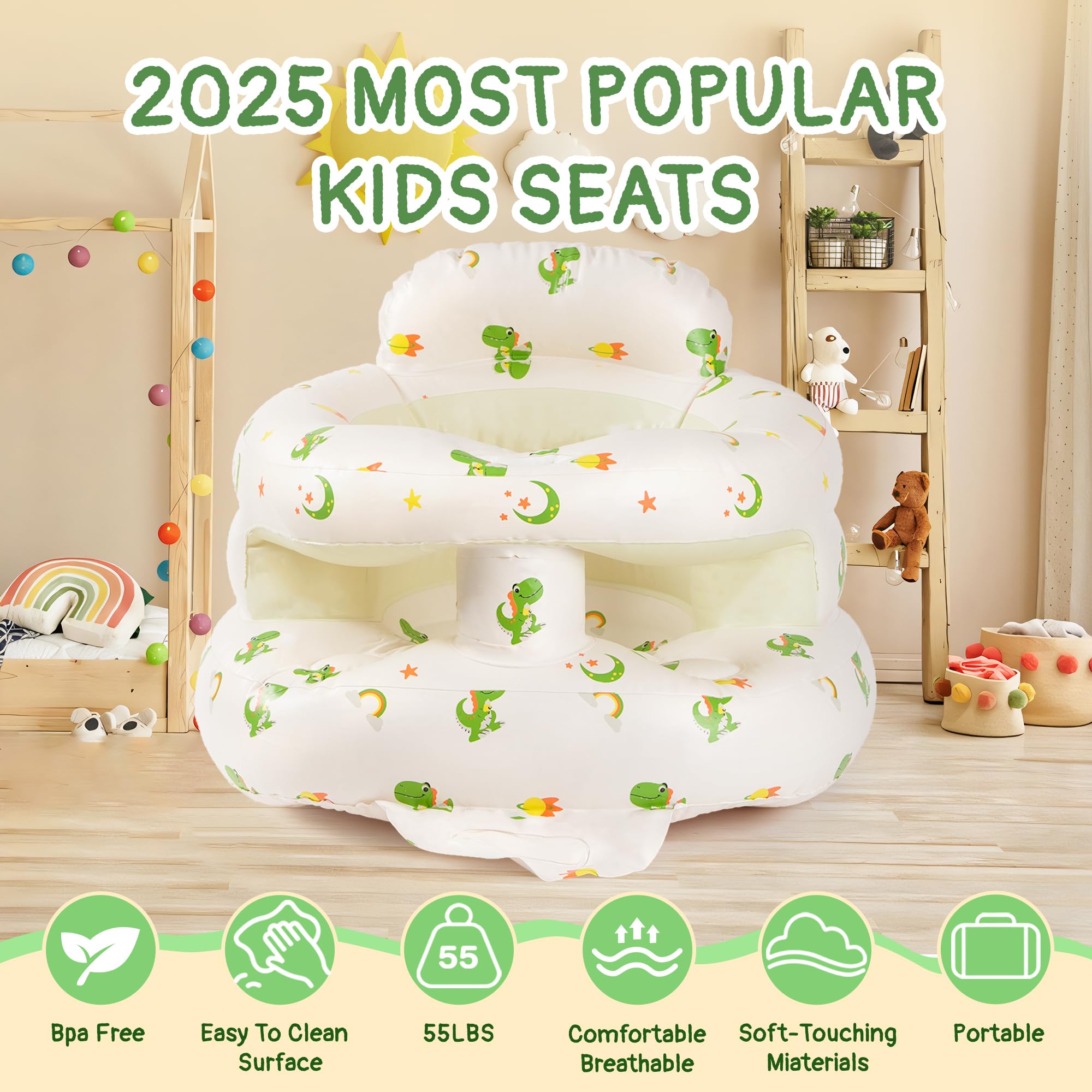 Aloxina inflatable chair uses BPA-free PVC for a soft, durable feel.