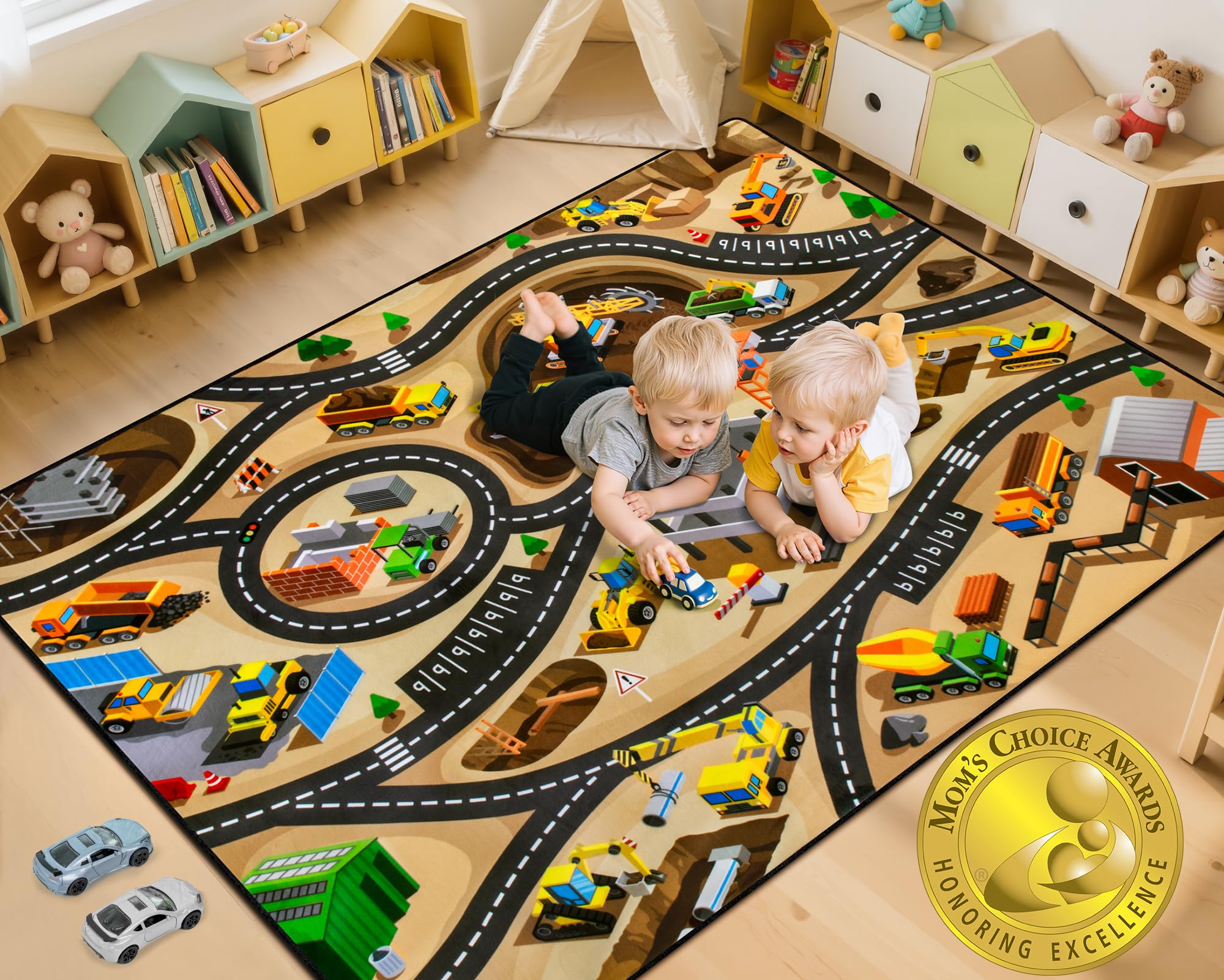 AlphabetAcre construction-site rug 5x7ft pattern offers vibrant, kid-friendly play area