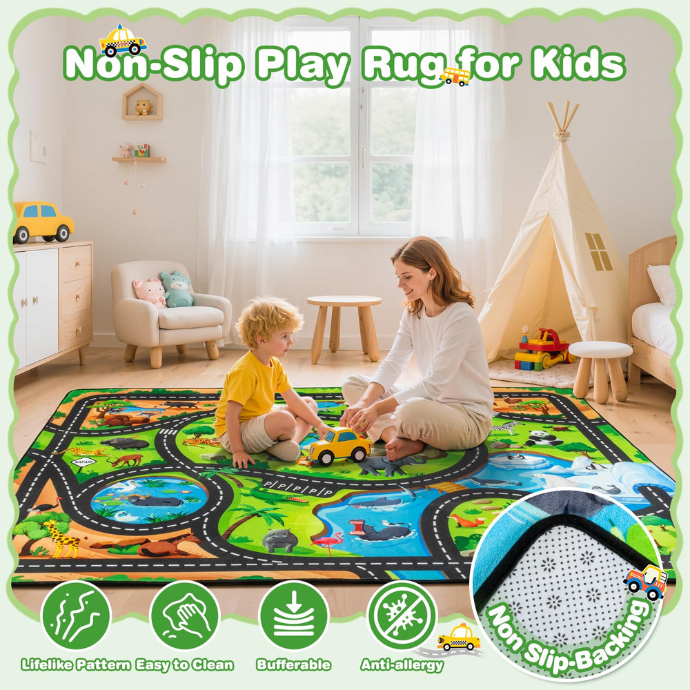 AlphabetAcre Kids Rug non-slip-back keeps kids safe during active play.