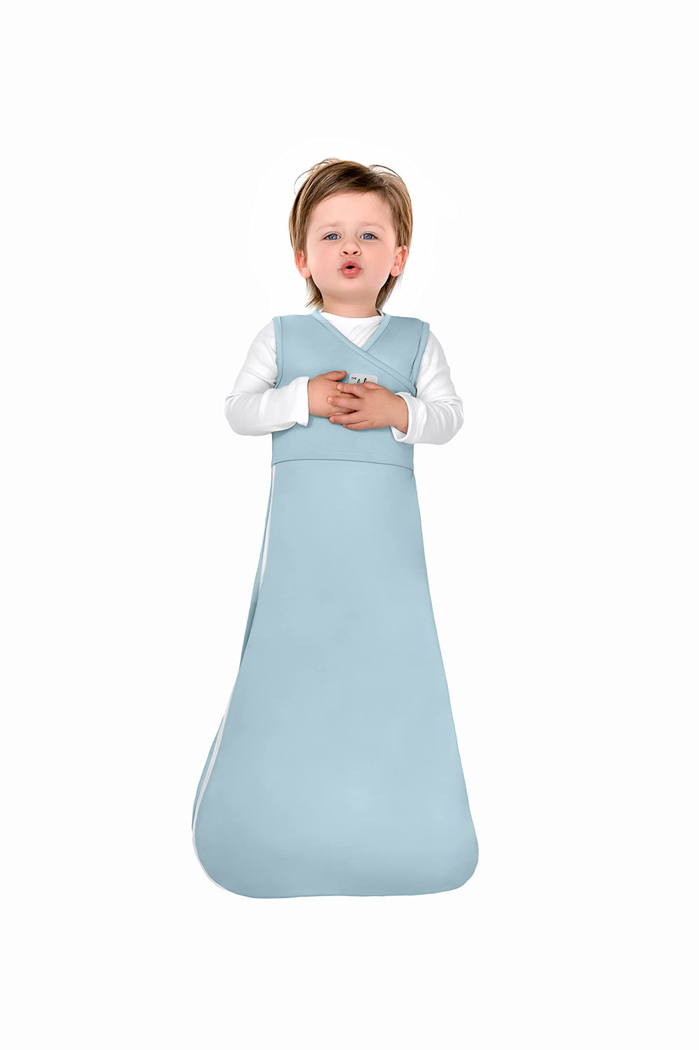 The Alphie Sleep Pouch in Sky and Fox colors adds cozy bedtime appeal