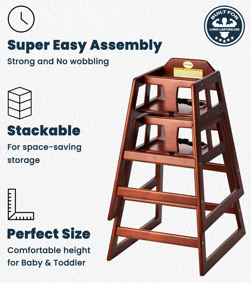 Alpine commercial-grade restaurant high chair withstands daily use in busy venues